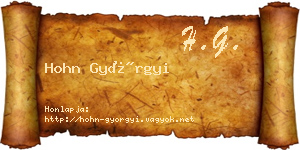 Hohn Györgyi névjegykártya